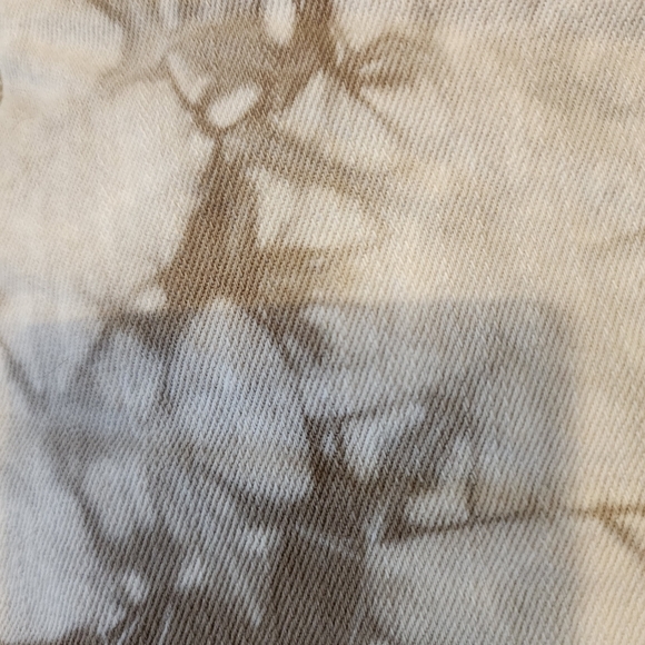 DICKIES Cream Tan Tie Dye Denim Shorts Cuffed Hem Stretchy Festival Size 11 / 30 - Picture 9 of 16